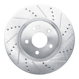 Mercedes-Benz GLC43 AMG Brake Rotor (1) - Rear Right - R1 Concepts - Drilled & Slotted - Silver - `16-`23
